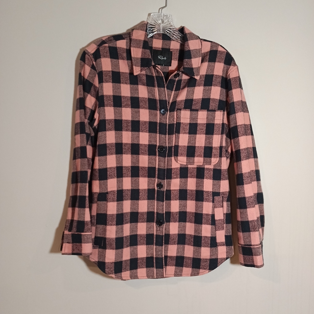 RAILS Checkered Flannel Shirt Jacket James Peach Onyx Size XS